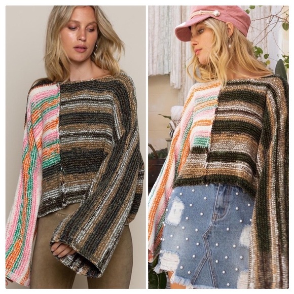 POL Tops - POL Rainbow Forest Sunshine Poncho Top